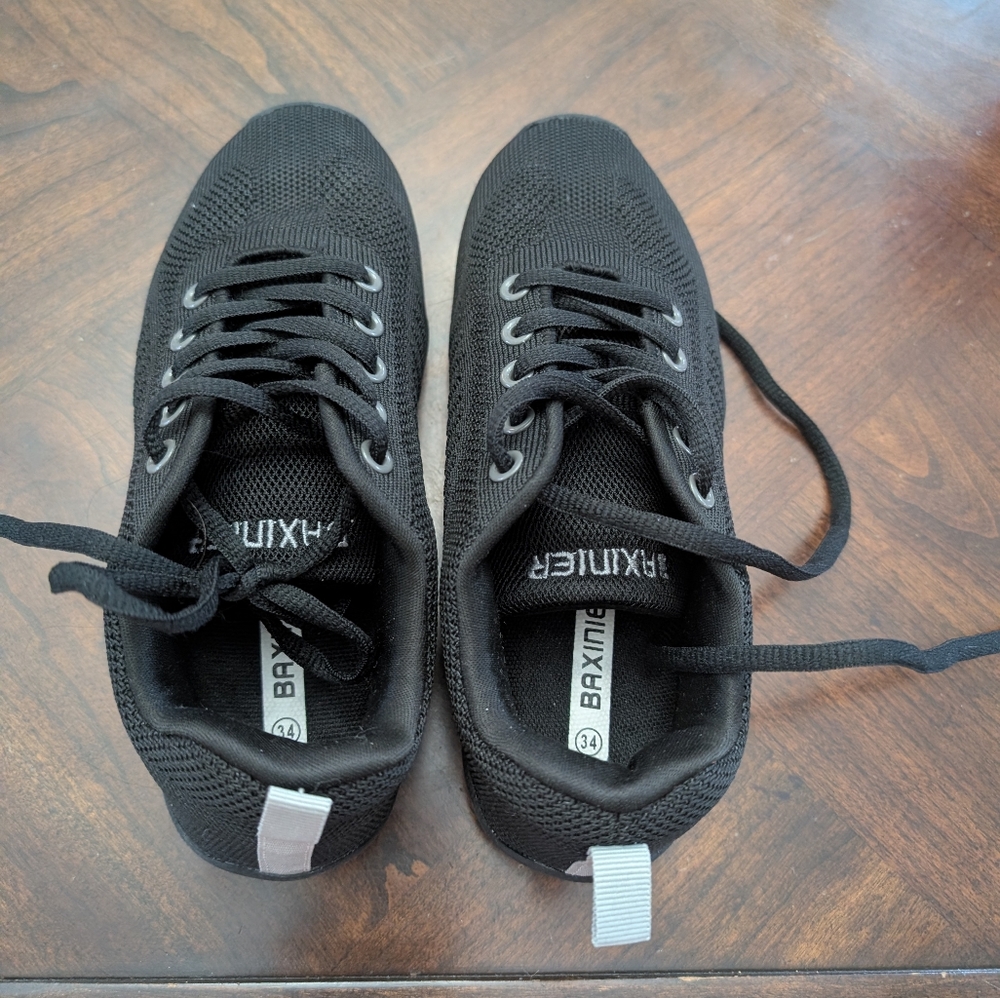BAXINIER Girls Black Cheer Shoes Breathable Youth  Competition Sneakers Sz 1.5